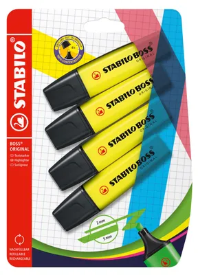 Immagine prodotto di Evidenziatore - STABILO BOSS ORIGINAL - Confezione da 4 - giallo