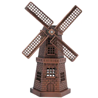 Obrázok produktu pre Dekorácia veterných mlynov v retro štýle – mini remeselné ozdoby v červeno-bronzovej farbe pre bary a reštaurácie