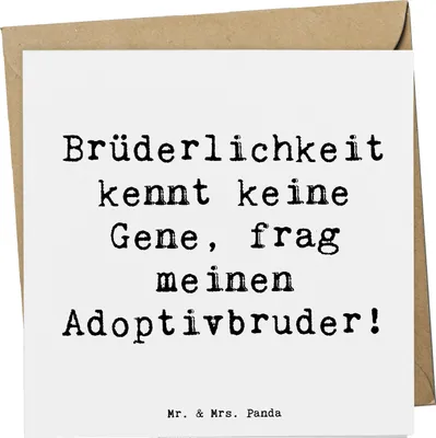 Produktbild von Mr. & Mrs. Panda Grußkarte Spruch Adoptivbruder Liebe - Weiß - Geschenk, anlasskarte, Glückwunschkarte, Verbundenheit, Geburtstage, Familienverbindung, Familie, Freude