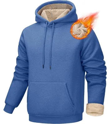 Produktbild von Kapuzenpullover Herren Gefüttert Warm Winter Sweatshirt XL Grau Blau