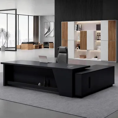 Image de Bureau en L avec espace de rangement, dimensions 170x80x75 cm, coloris noir et blanc