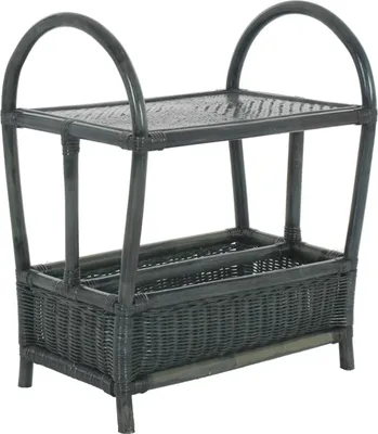 Produktbild von KRINES HOME Exklusiver Zeitungsständer mit Ablage / Magazinsammler aus Natur-Rattan (Petrol)