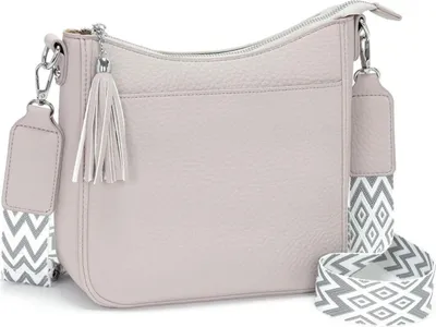 Produktbild von Kleine Handtasche Damen Hellgrau Umhängetasche Breiter Gurt
