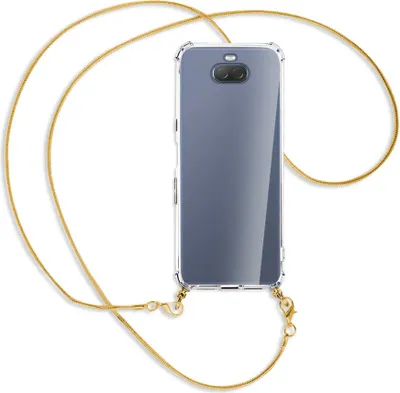Produktbild von Handykette Backcover-Schutzhülle mit Band (Metall goldfarben) für Sony Xperia 10 - goldfarbene Kette Snake