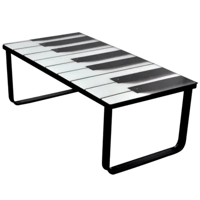 Image de Maison Exclusive - Table basse avec plateau en verre et motif de piano