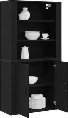 Obrázok produktu pre vidaXL Highboard čierny dubový vzhľad 80 x 33 x 150 cm materiál na báze dreva