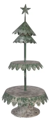 Zdjęcie produktu dla Clayre & Eef Półka na choinkę Ø 32 x 75 cm, zielona, metalowa