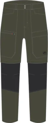 Zinal Hybrid Zip Off Pants von Mammut; grüne Trekkinghose mit abnehmbaren Beinen und mehreren Taschen.
