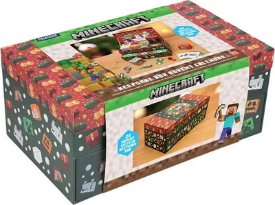 A Minecraft-themed advent calendar box.