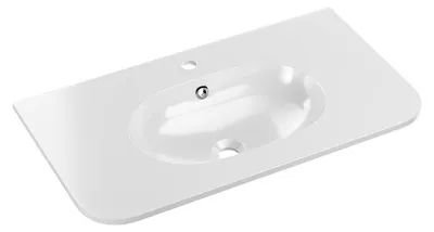 Produktbild von Waschbecken zum Einbauen LINEA 80 cm Mineralharz glänzend weiß ovales Design