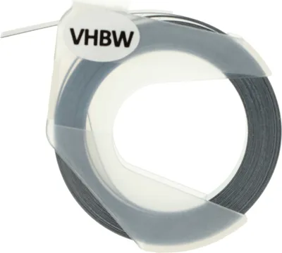 Produktbild von vhbw 3D Prägeband-Schriftband-Kassette kompatibel mit Dymo Junior Embosser Home S0717900 Etiketten-Drucker 3m x 9mm Weiß auf Schwarz