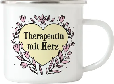 Produktbild von Therapeutin mit Herz Emaille Tasse Geschenkidee Zum Danke Sagen Beste Therapeutin