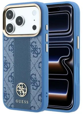 Image de Étui Guess 4G Stripe pour iPhone 18 Pro Max / 17 Pro Max, couleur bleu