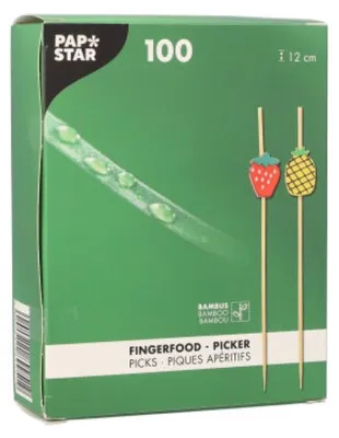 Produktbild von PAPSTAR Fingerfood Picker 12 cm "Fruit", ideal für Snacks | Faltschachtel (100 Stück)