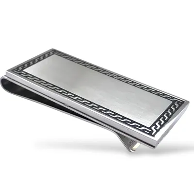 Produktbild von Geldklammer Edelstahl Edel Massiv Money Clip Geldclip Schwarz Silber