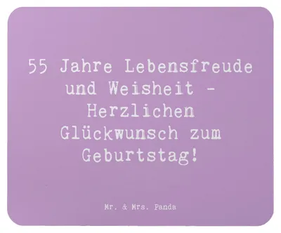 Produktbild von Mr. & Mrs. Panda Mouse Pad Spruch 55. Geburtstag Freude - Lavendeltraum - Geschenk, Jubiläum, laptop mauspad, Happy Birthday, 55 Jahre, mousematte, Mousepad, Meilenstein
