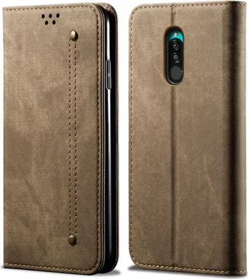 Image de Etui Redmi 8, Etui portefeuille en cuir avec fermeture magnétique et fonction stand pour Xiaomi Redmi 8 Khaki