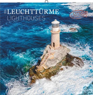 Produktbild von Alpha Edition - Leuchttürme 2026 - Broschürenkalender 30x30 cm - Wandkalender - Für Leuchtturm- & Küstenliebhaber - 12 Leuchtturm-Motive - Mit Platz für Notizen, Feiertagen & Ferienterminen