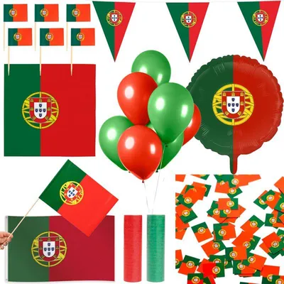 Produktbild von Portugal Party Deko Set 252 tlg. Partyset Partydeko Fussball WM EM