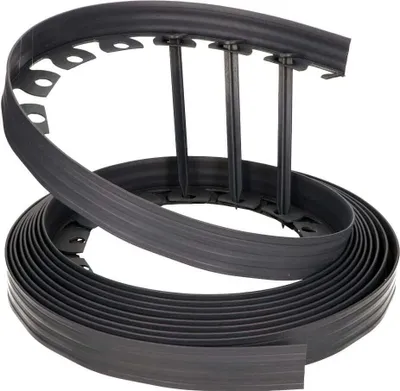 Image de GARDENIX Flexible LineBORDER : bordure de pelouse en plastique, 20 piquets de fixation, longueur 10 m, hauteur 4 cm – Gris