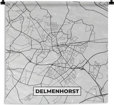 Produktbild von MuchoWow® Wandteppich Wandbehang Delmenhorst - Karte - Stadtplan - Deutschland 150x150 cm Tapisserie Dekoration Wandtuch - Wohnaccessoires - Modernes