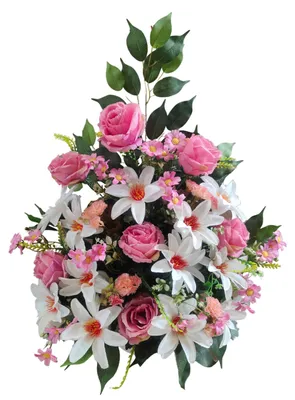 Kunstblumenarrangement, Grab, Rosen, 50x60x25 cm, wetterfest