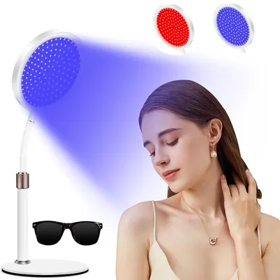 Produktbild von Rotlichtlampe mit Ständer, 410/660/850 nm Infrarot, 195 LEDs, 5 Helligkeitsstufen, 10/20/30 Min Timer, 360° drehbar , für Zuhause & Büro