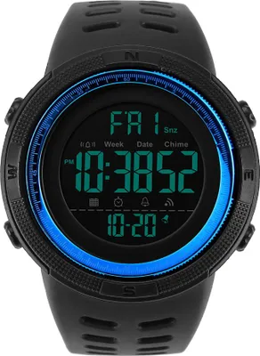 Produktbild von Herren Digital Back Light Rund Wasserdicht Sport Uhr Armbanduhr Blau