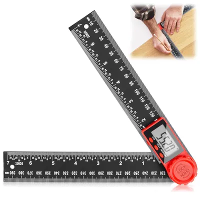Productafbeelding van Digitale hoekmeter gradenboog - 360° - 200 mm - LCD-display - Zwart