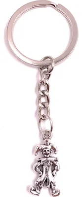 Produktbild von Onwomania Schlüsselanhänger Hofnarr Clown Lustiger Vogel Silber Metall Anhänger Charm