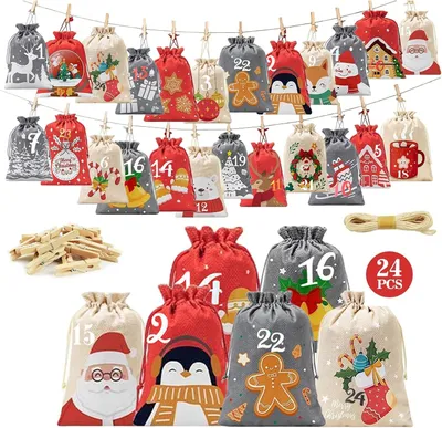 Produktbild von Adventskalender zum Befüllen für Kinder – 24 Tüten – Weihnachtskalender zum Selbstbefüllen für 2025 – 4 verschiedene Größen