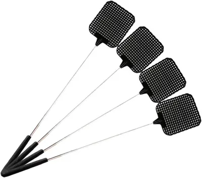 Imagen del producto de Juego de 4 espantamoscas, telescópicos, de plástico, para uso en interiores y exteriores