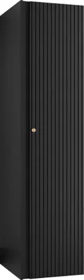 Produktbild von MIRJAN24 Kleiderschrank Orion Ryfel Slim 1D, Garderobenschrank mit Drehtür, Kleiderhaken, Metallgriffe in der Farbe Gold (Farbe: Schwarz)