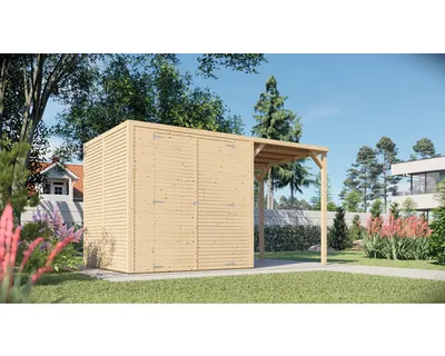 Produktbild von Gartenhaus Bertilo Cubico 3 Plus Fineline Rhombusprofil 373 x 211 cm natur