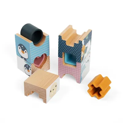 Produktbild von BigJigs Holz Stapelturm Puzzle - Arctic Tower - pädagogisches Spielzeug