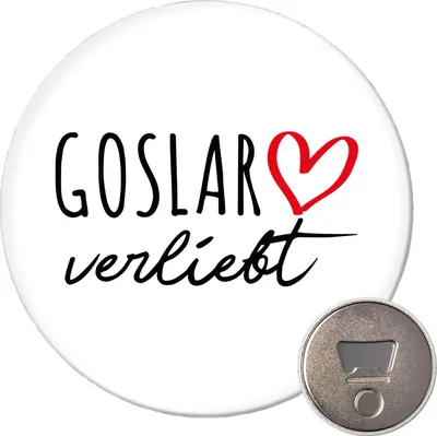 Produktbild von Huuraa Magnet Goslar verliebt 59mm Kühlschrankmagnet rund Flaschenöffner Geschenkidee