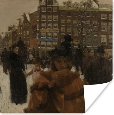 Produktbild von MuchoWow® Poster Die Singelbrücke in der Paleisstraat in Amsterdam - Gemälde von George Hendrik Breitner 50x50 cm - Wohnzimmerdekoration