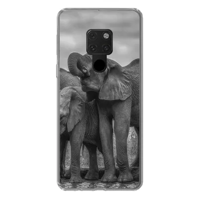 Produktbild von MuchoWow® Handyhülle Schutzhülle Hülle für Huawei P40 Lite Elefant - Tiere - Wasser - Schwarz und weiß Silikon Softcase Handy Hülle - Handy