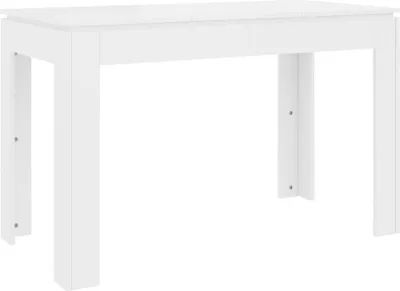 A white dining table is shown against a white background.
