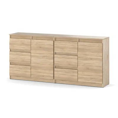Zdjęcie produktu dla Komoda Zestaw 160 cm Dąb Sonoma 6 Szuflad 2 Drzwi Duża do Salonu Loft BILLY JUNIOR AZTeam