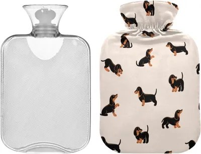 Productafbeelding van Schattige honden, wurmhonden, warmwaterflessen met zachte hoes. Pijnverlichtende warmwaterzak van 2 liter voor handen en voeten, comfortabele warmwaterzakken voor een goede nachtrust