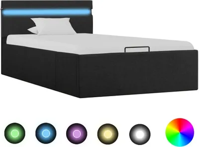 Produktbild von Bett mit Bettkasten Hydraulisch LED Dunkelgrau Stoff 90x200 cm