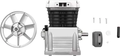Image de 2065-420L - Tête de pompe pour compresseur d'air - 2 cylindres - 960 tr/min - 3 CV - Cylindre de 65 mm - NPT 1/2 - Avec poulie - Argent