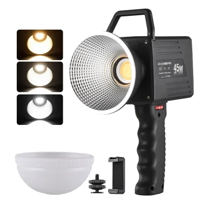 Obrázek produktu pro Přenosné COB video světlo, ruční LED výplňové světlo, 45 W, 2800 K šC 6800 K, stmívatelné, 9 scénických světelných efektů, vestavěná dobíjecí baterie s rukojetí, reflektorový difuzér pro vlog živé vysílání fotografií v interiéru i exteriéru