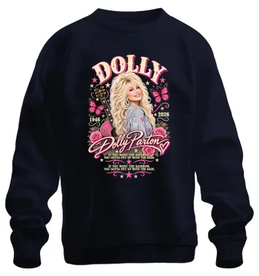 Obrázek produktu pro Dolly Parton. V památce. 1946-2026. Mikina s potiskem "Country Music", tmavě modrá, velikost L