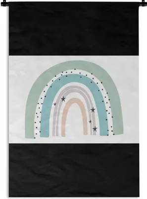 Produktbild von MuchoWow® Wandteppich Wandbehang Regenbogen - Kinder - Sterne - Tupfen - Pastell 90x60 cm Tapisserie Dekoration Wandtuch - Wandskulpturen - Bildteppich