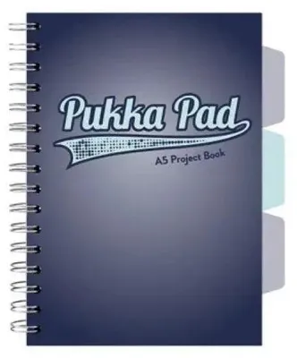 Produktbild von Projektbuch Navy A5/100K, kariert, dunkelblau (3 Stück) – PUKKA