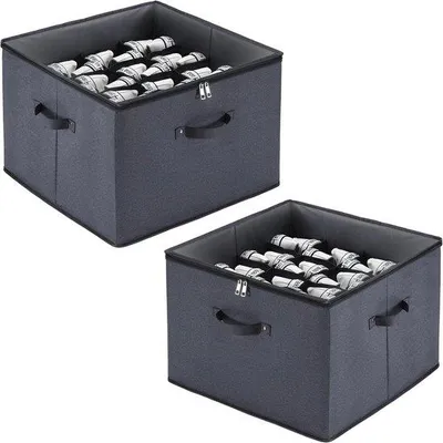 Produktbild von Famanu Schuhorganizer 2er-Set - 16 Paar stapelbare Schuhboxen mit transparentem Deckel