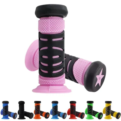Obrázok produktu pre Rukoväte na bicykel, detské, gumové, 22 mm, 95 mm, ružové, s nárazníkmi, vhodné pre kolobežky, bežecké bicykle a detské bicykle