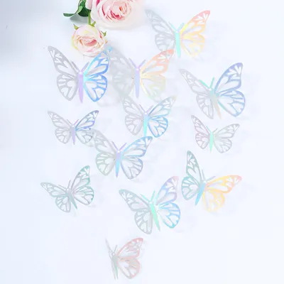 Image de Stickers muraux papillons Décalque mural papillon 3D creux pour mariage, festival, arrangement, décoration d'intérieur